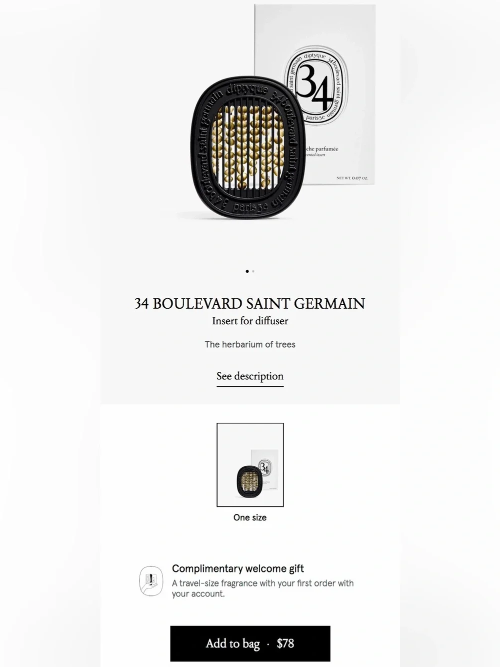 Diptyque Electric Diffuser Wall Plug In + 34 Blvd Saint Germain Insert